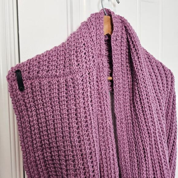 Coach Knit Scarf 29" x 16" Purple Wool Infinity Loop Chunky Y2K Soft Warm - Picture 6 of 10